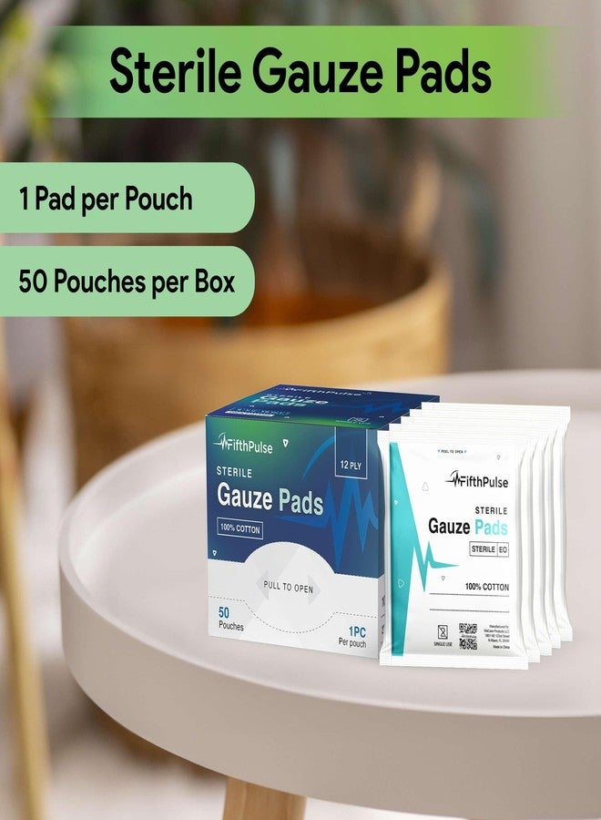 FifthPulse 4x4 Gauze Pads, Sterile, and Individually Wrapped - 50 Pieces of Non Stick Gauze Pads for Wound Care - 12 Ply Gauze for Dressing, Cleaning, Cushioning, and Packing Wounds - Image 3